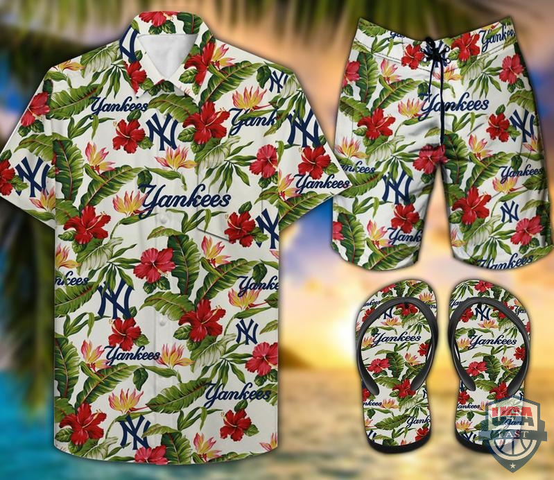 New York Yankees Hawaiian Shirt Beach Short And Flip Flops