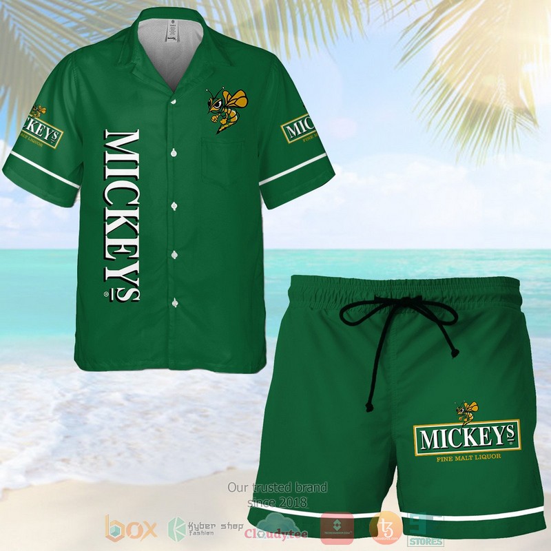 NEW Mickey’s Fine Malt Liquor Hawaiian Shirt, shorts