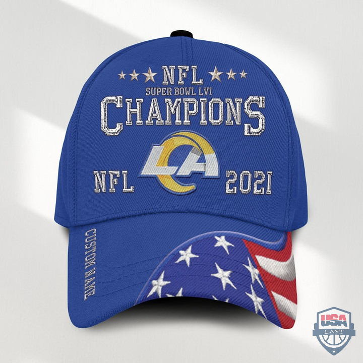 Los Angeles Rams US Flag Super Bowl LVI Champions Custom Name Classic Baseball Cap