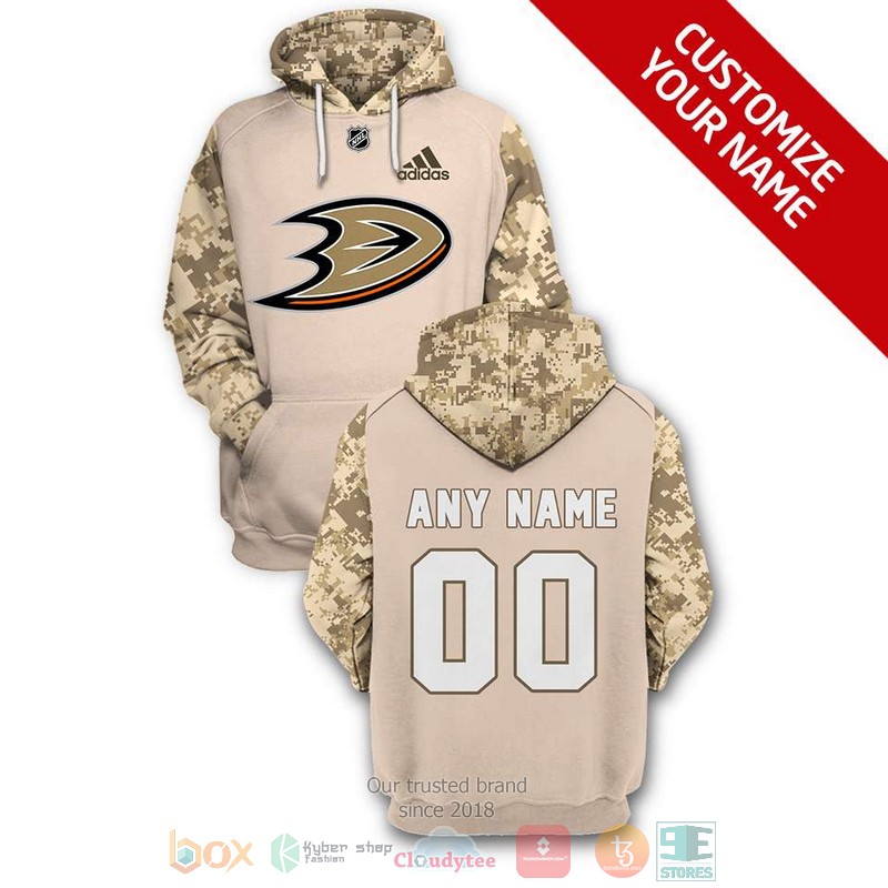 NEW Anaheim Ducks Adidas NHL khaki camo Personalized 3D shirt, hoodie