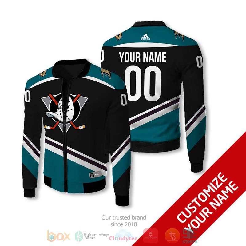 NEW Anaheim Ducks NHL black green Personalized bomber jacket