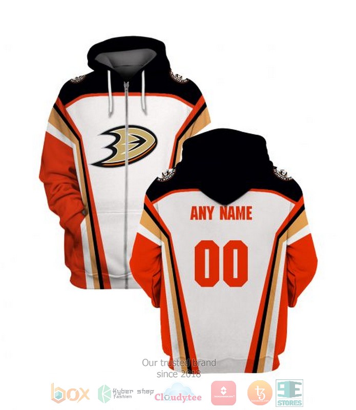 NEW Anaheim Ducks NHL white black orange Personalized 3D shirt, hoodie