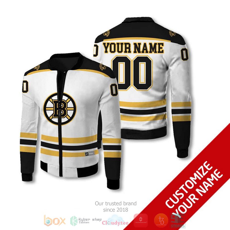 NEW Boston Bruins NHL white black Personalized bomber jacket