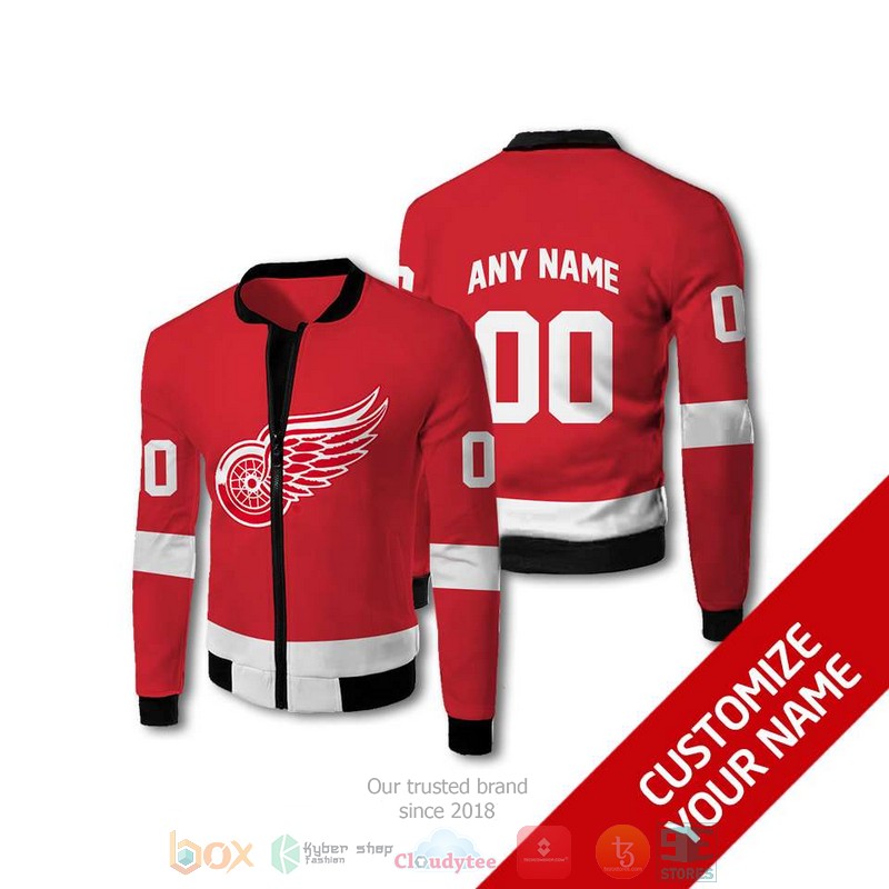 NEW Detroit Red Wings NHL red Personalized bomber jacket