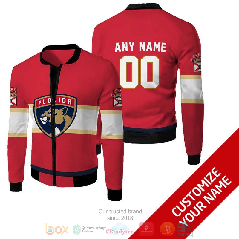 NEW Florida Panthers NHL Personalized red bomber jacket