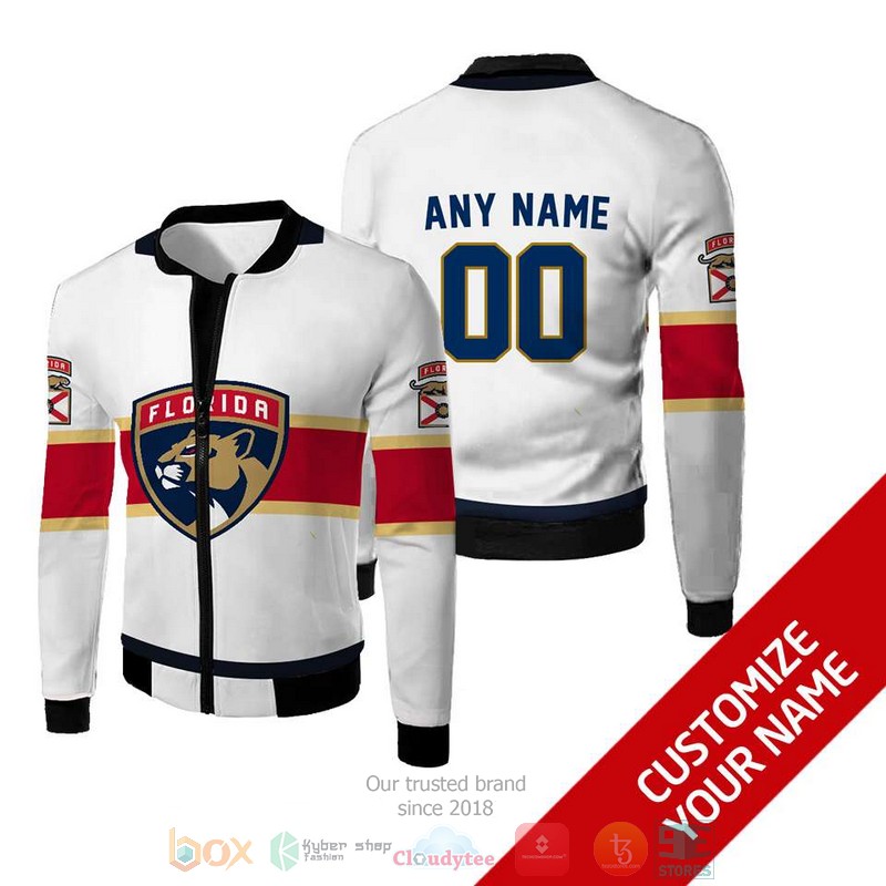 NEW Florida Panthers NHL Personalized white bomber jacket