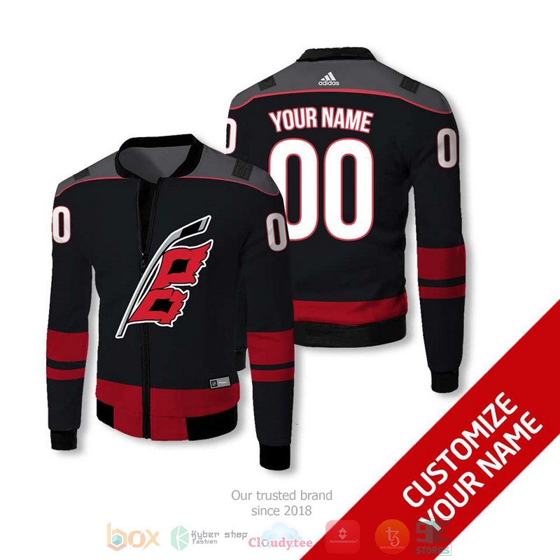 NEW NHL Carolina Hurricanes black red Personalized bomber jacket