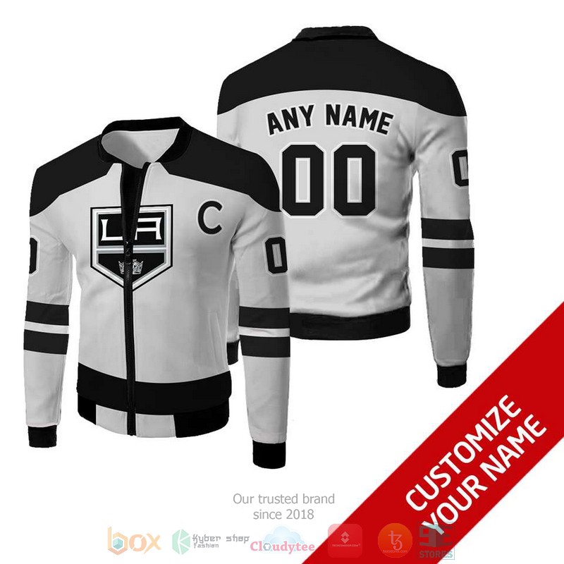 NEW NHL Los Angeles Kings Personalized grey black bomber jacket