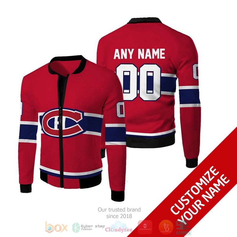 NEW NHL Montreal Canadiens red blue Personalized bomber jacket