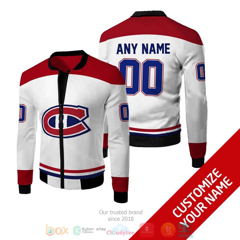 NEW NHL Montreal Canadiens white red Personalized bomber jacket