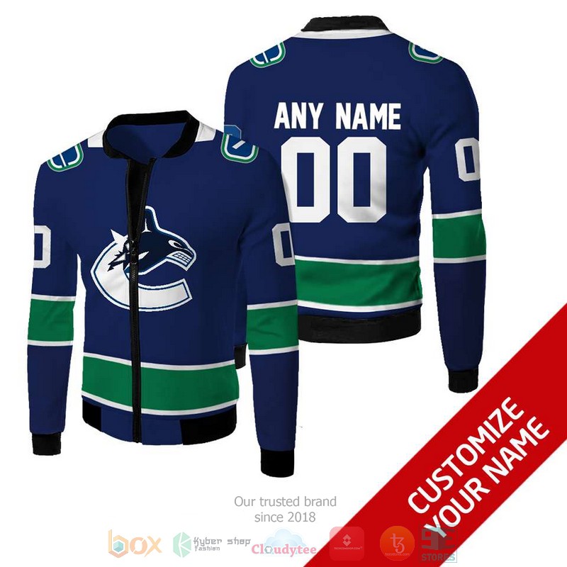 NEW NHL Vancouver Canucks blue green Personalized bomber jacket