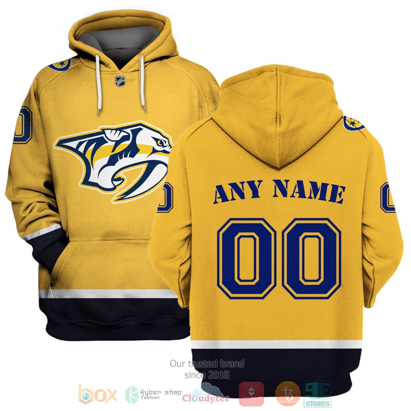 NEW Nashville Predators NHL Personalized yellow black 3D shirt, hoodie