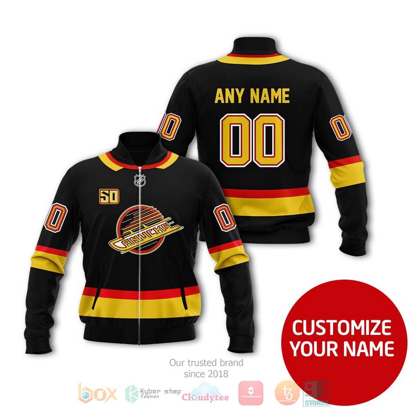 NEW Vancouver Canucks NHL Personalized black bomber jacket