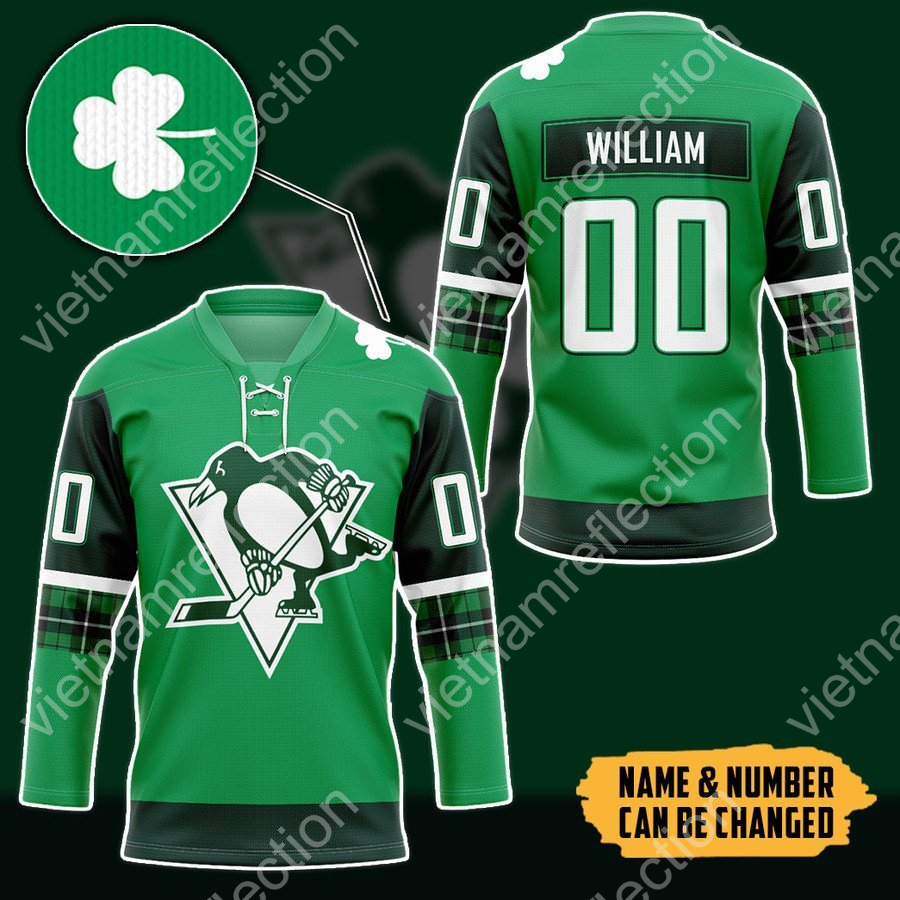 Personalized St. Patrick's Day NHL Pittsburgh Penguins hockey jersey