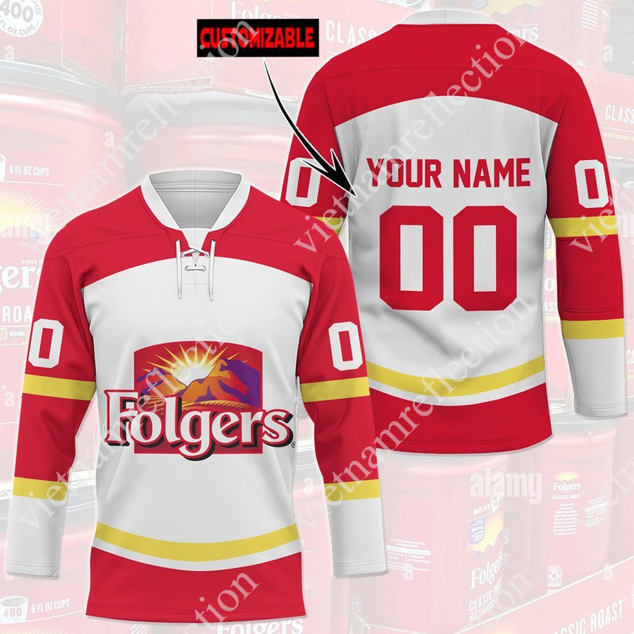 Personalized Folgers coffee hockey jersey
