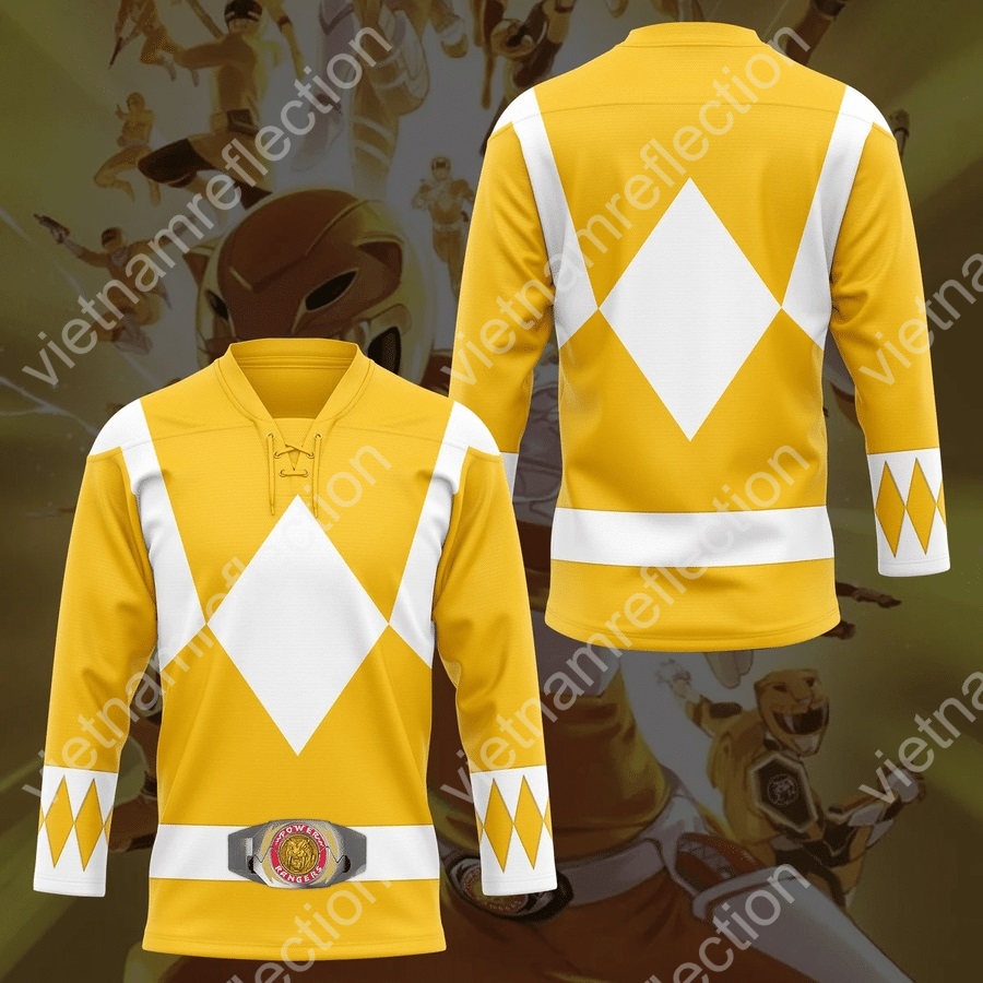 Mighty Morphin Power Rangers Yellow Ranger hockey jersey