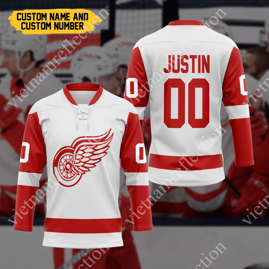 Personalized Detroit Red Wings NHL white hockey jersey