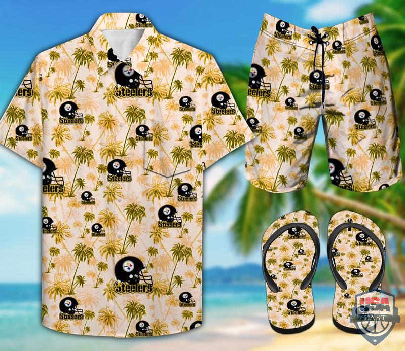 Pittsburgh Steelers Hawaiian Shirt Beach Short And Flip Flops