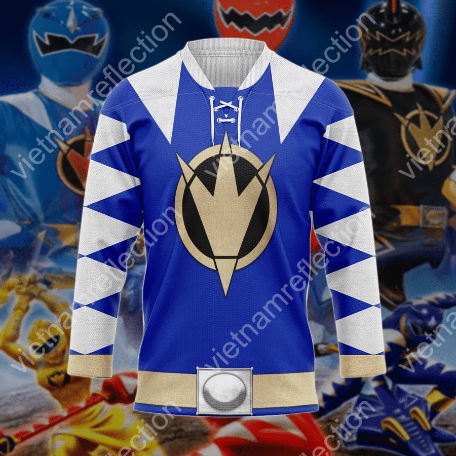 Power Rangers Dino Thunder Blue Ranger hockey jersey