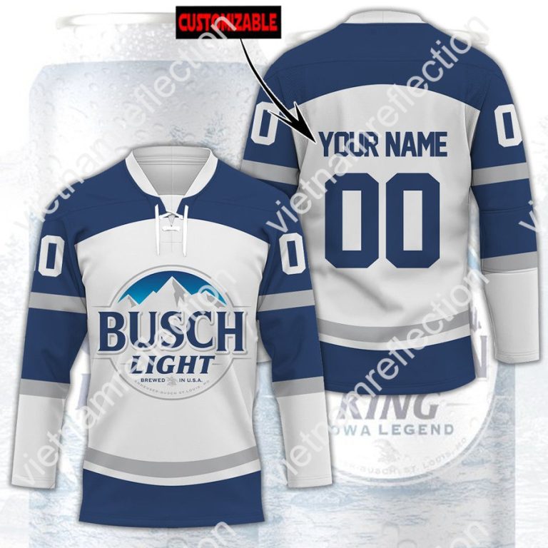 Busch Light beer custom name and number hockey jersey