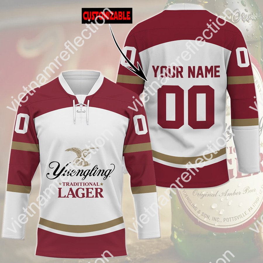 Yuengling beer custom name and number hockey jersey
