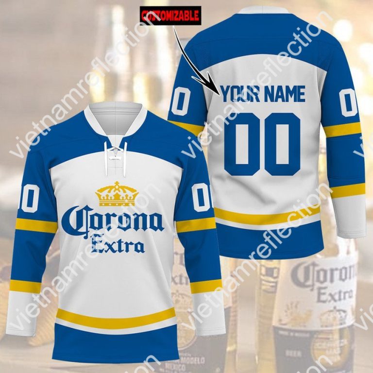 Corona Extra beer custom name and number hockey jersey