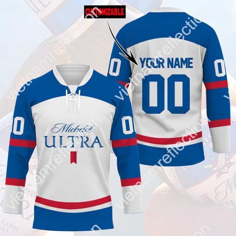 Michelob Ultra beer custom name and number hockey jersey