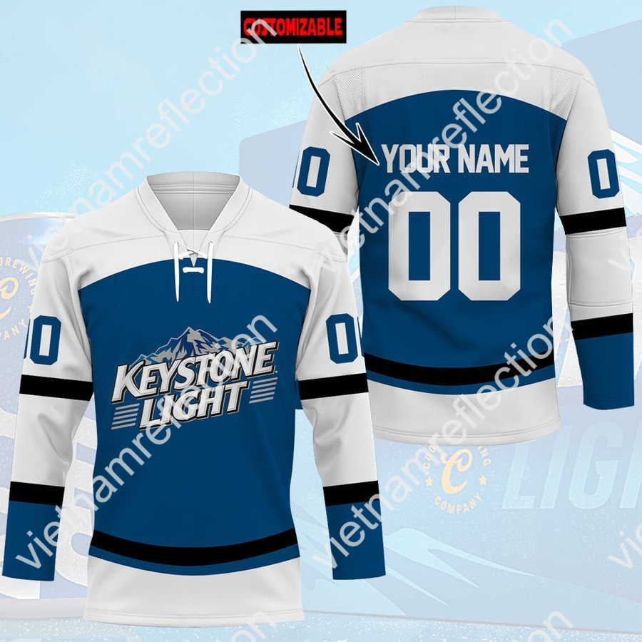 Keystone Light beer custom name and number hockey jersey