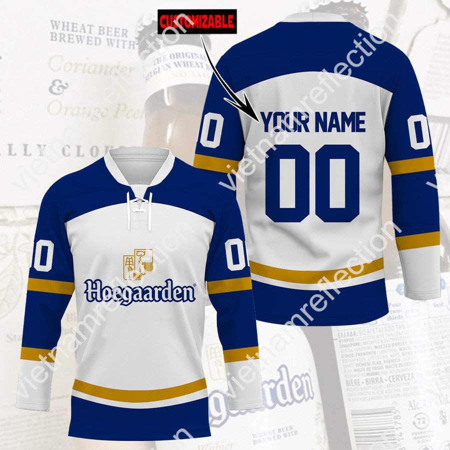 Hoegaarden beer custom name and number hockey jersey