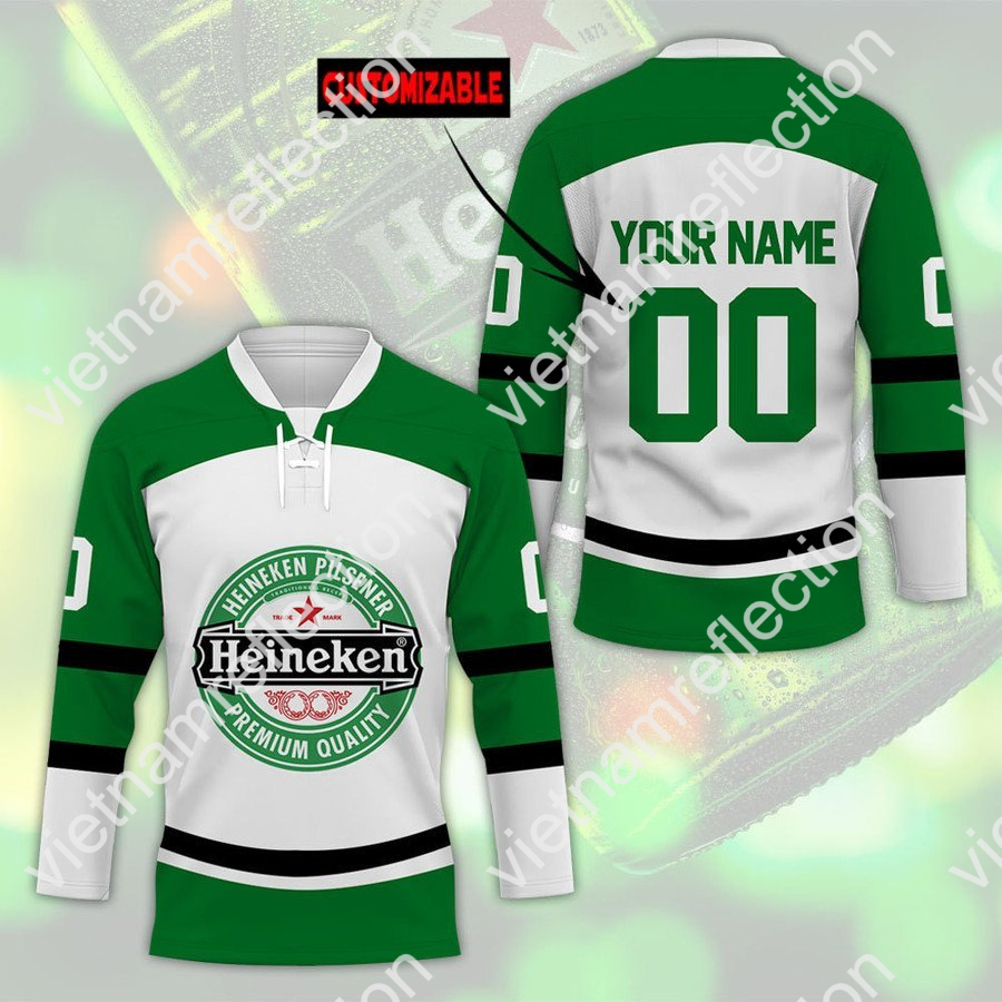 Heineken beer custom name and number hockey jersey