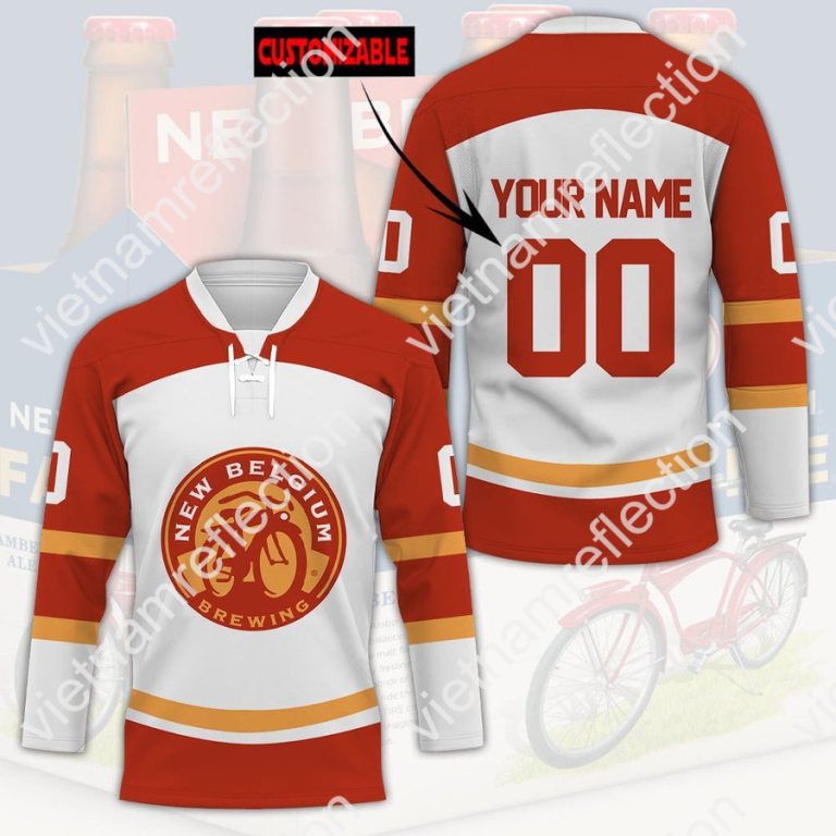New Belgium Brewing beer custom name and number hockey jersey