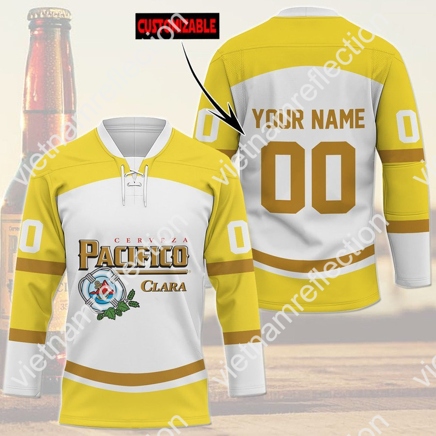 Pacifico Clara beer custom name and number hockey jersey