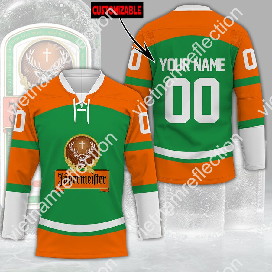 Jagermeister custom name and number hockey jersey