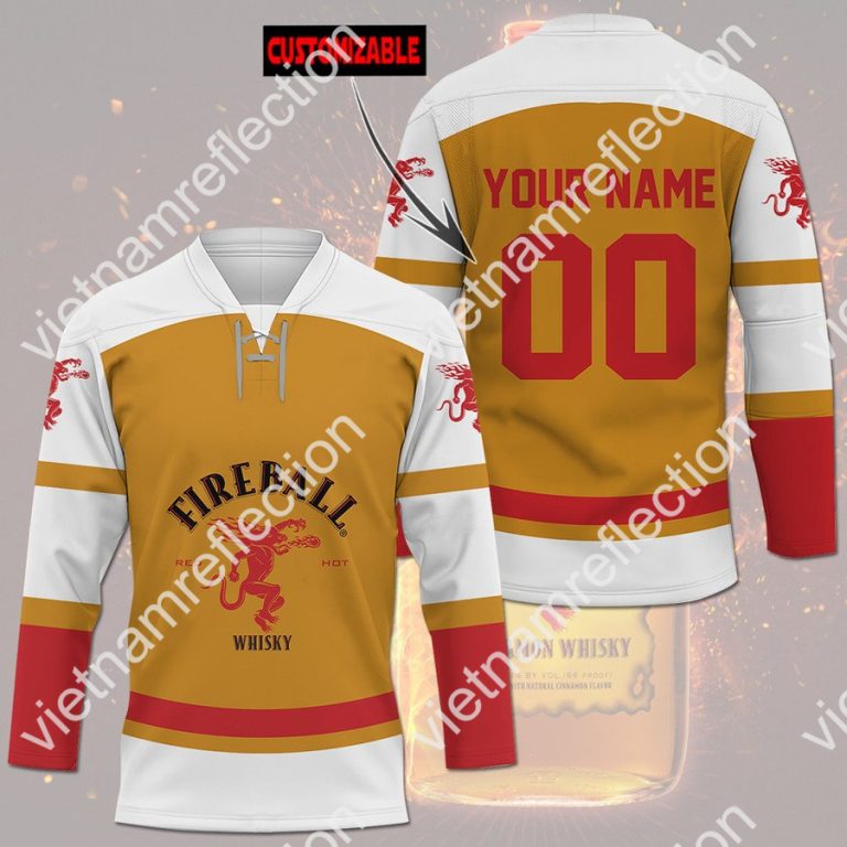 Fireball whisky custom name and number hockey jersey