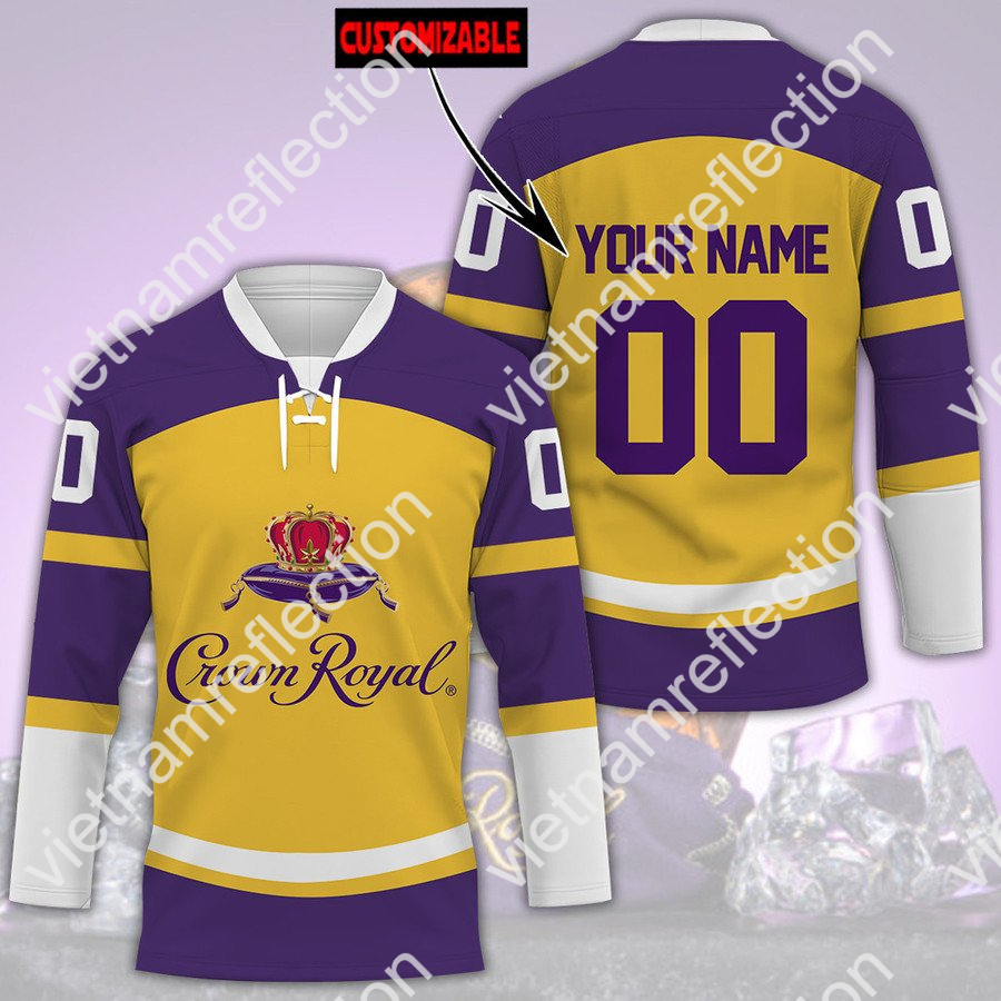 Crown Royal whisky custom name and number hockey jersey