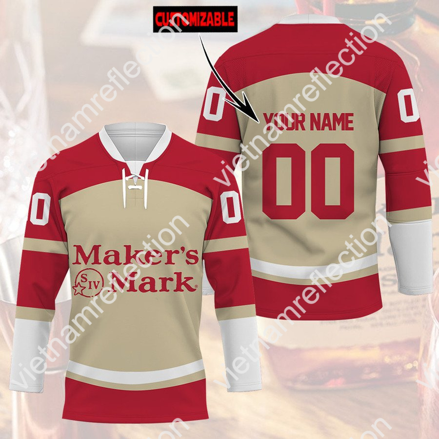 Maker's Mark whisky custom name and number hockey jersey
