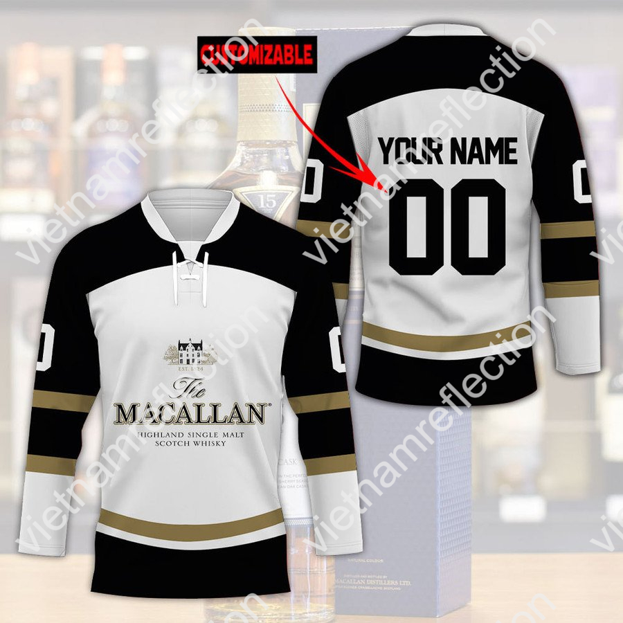 The Macallan whisky custom name and number hockey jersey
