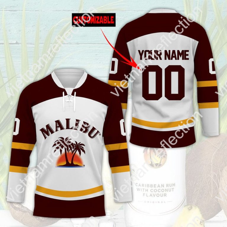 Malibu whisky custom name and number hockey jersey