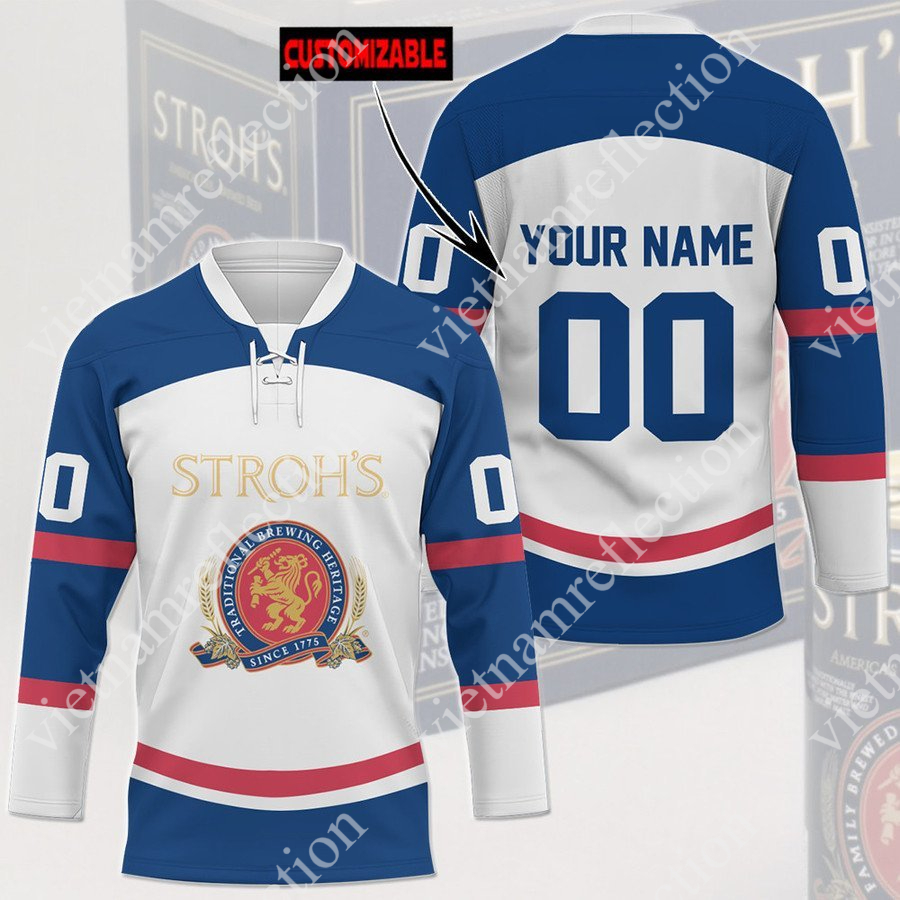 Personalized Stroh's beer hockey jersey