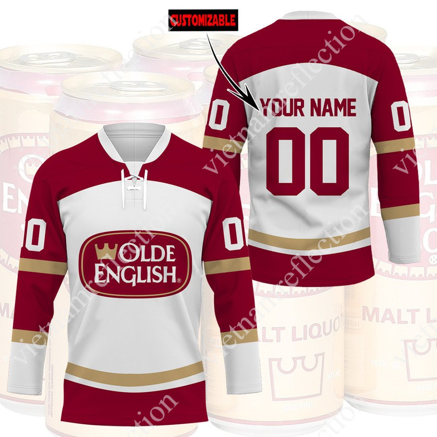 Personalized Olde English 800 beer hockey jersey