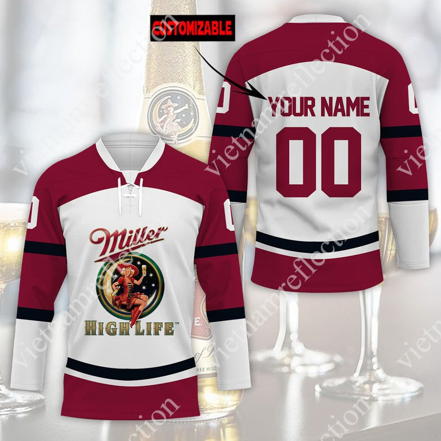 Personalized Miller High Life beer hockey jersey