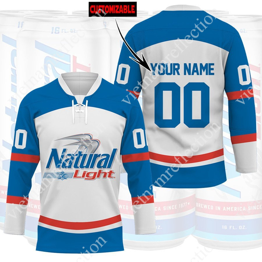 Personalized Natural Light beer hockey jersey