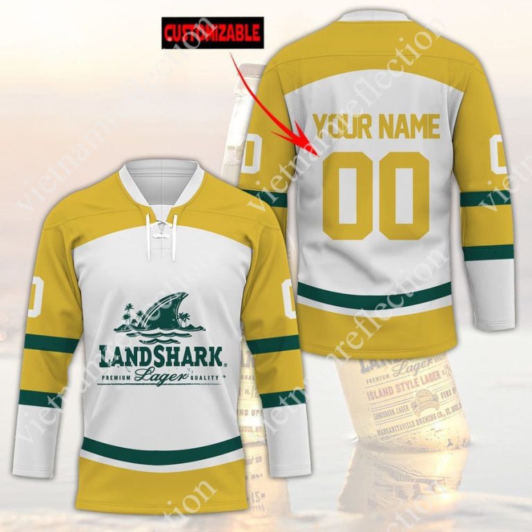 Personalized Landshark Lager beer hockey jersey