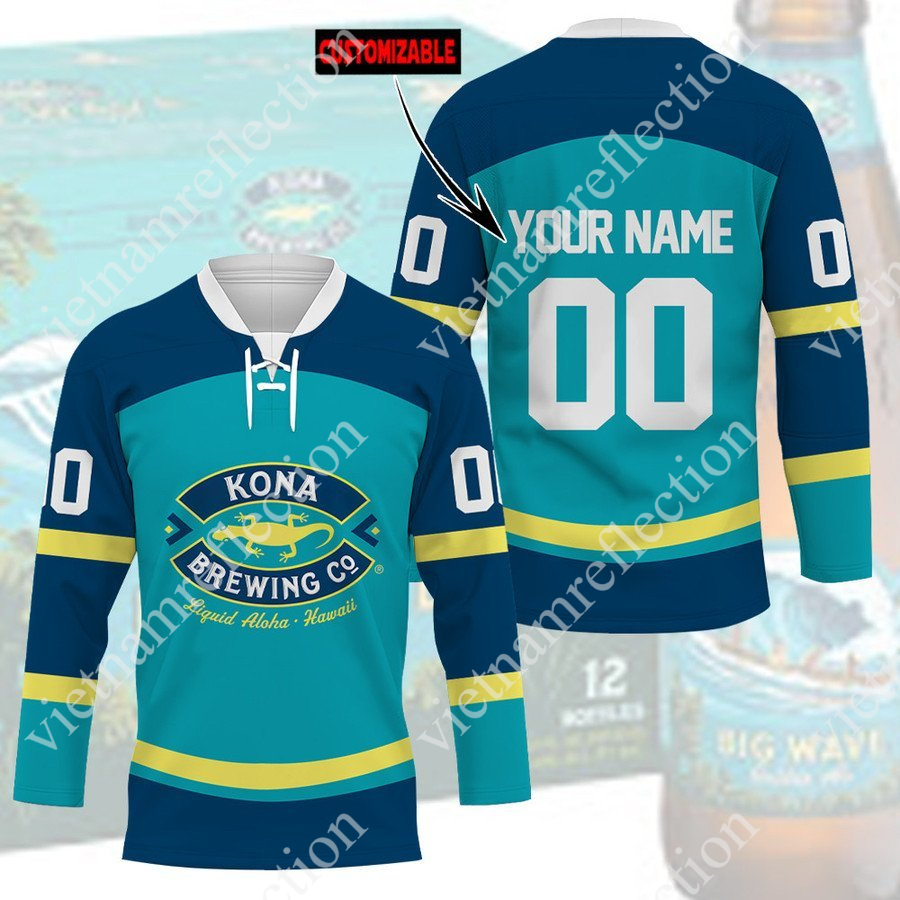 Personalized Kona Brewing Company beer hockey jersey