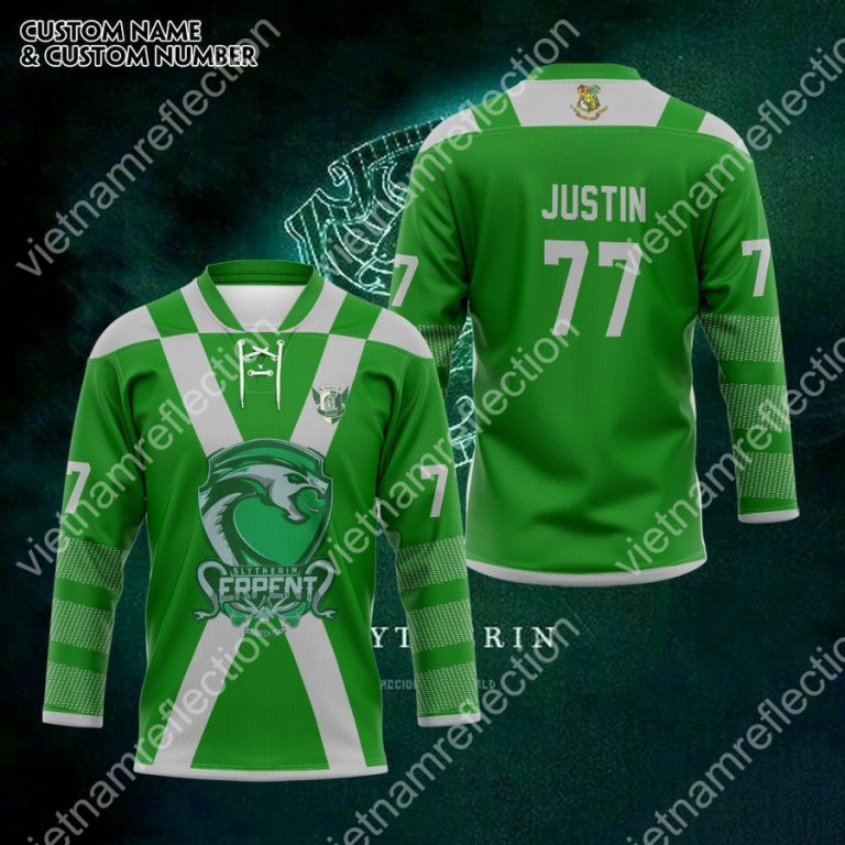 Personalized Harry Potter Slytherin Serpent hockey jersey