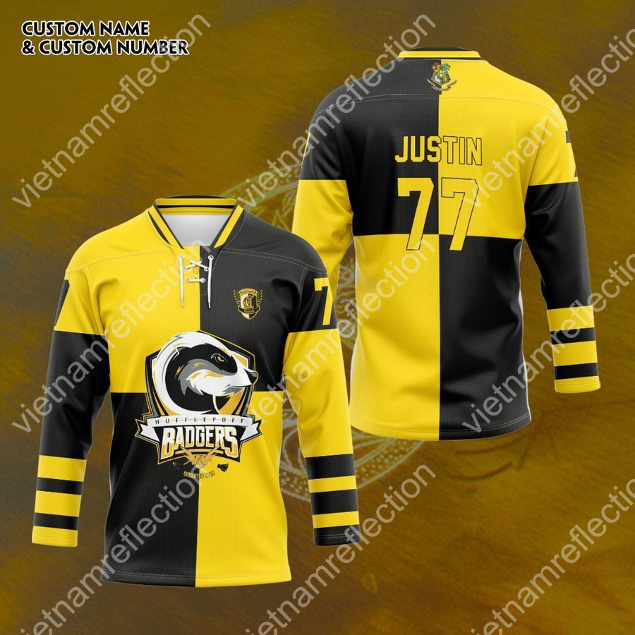 Personalized Harry Potter Hufflepuff Badgers hockey jersey