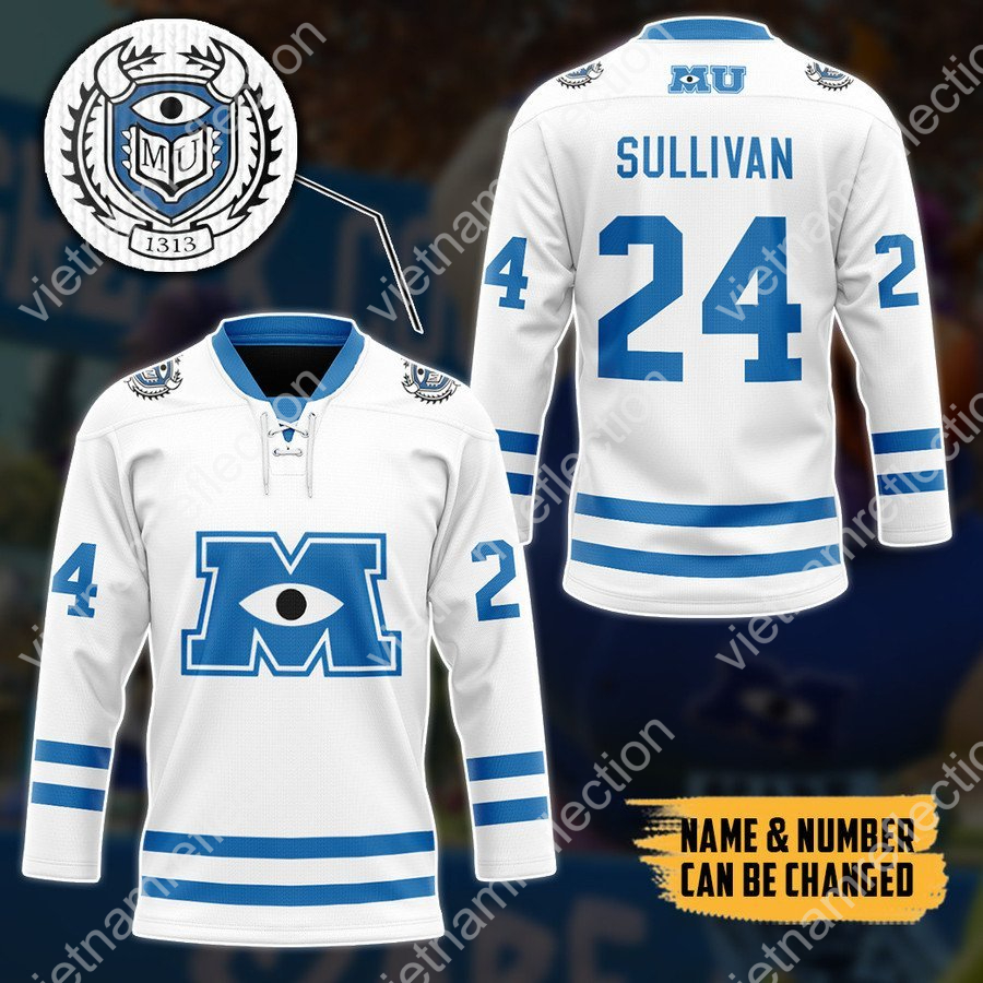 Personalized Monsters University white ver hockey jersey