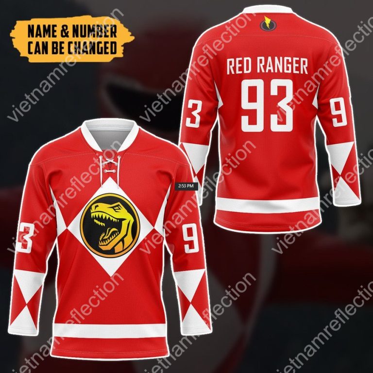 Personalized Power Rangers Red Ranger hockey jersey