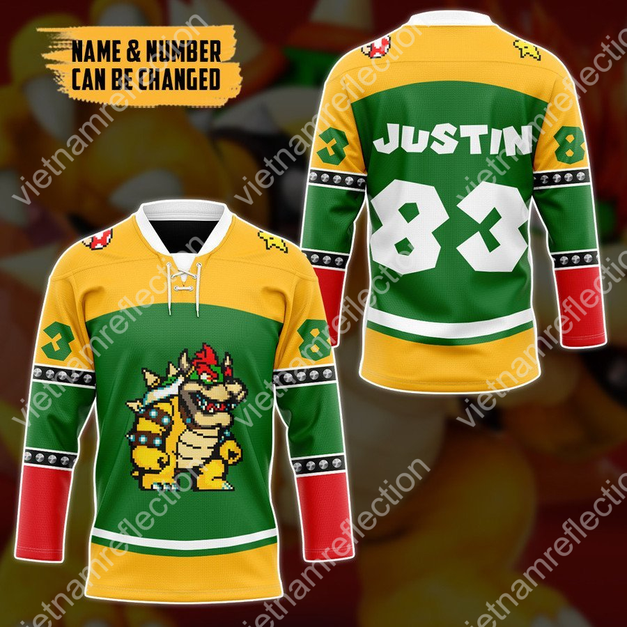 Personalized Super Mario Bowser hockey jersey