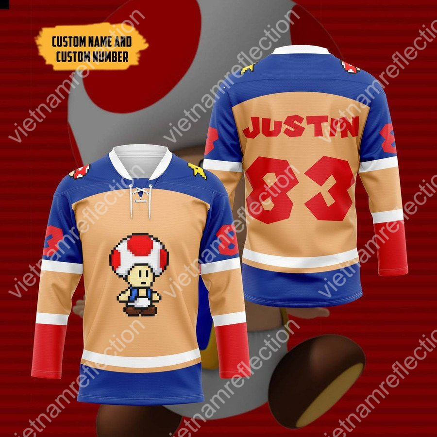 Personalized Super Mario Toad hockey jersey